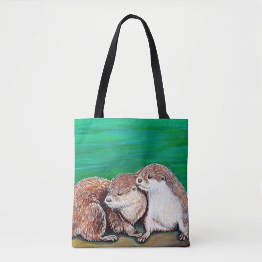 Tote Bag Otter Best Friends Peinture (Devant)