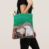 Tote Bag Otter Best Friends Peinture (De près)