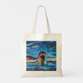 Tote Bag Otter dans la peinture des vagues (Dos)