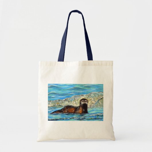 Tote Bag Otter in the Waves 2 Peinture (Devant)