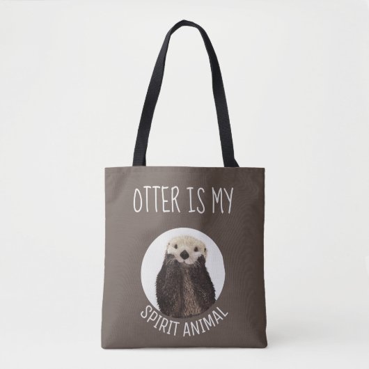 Tote Bag Otter moderne est mon animal d'esprit Brown (Devant)