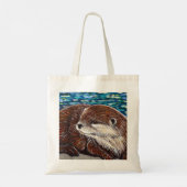 Tote Bag Otter sur une peinture de roche (Dos)
