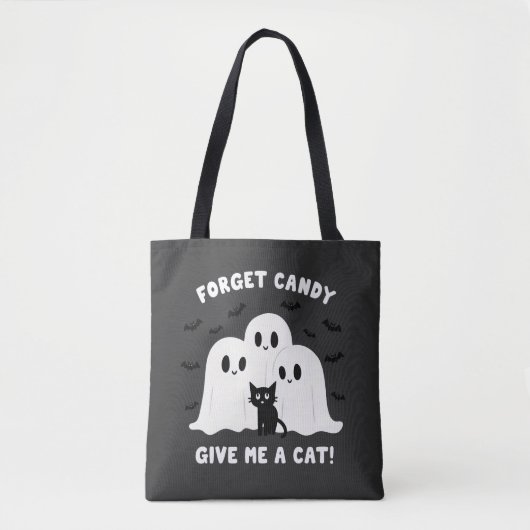 Tote Bag Oubliez Le Bonbon Donne-Moi Un Chat Halloween Éffr (Devant)