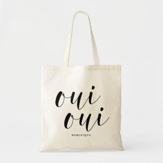 Tote Bag Oui Oui Noir Moderne Calligraphie Personnalisée