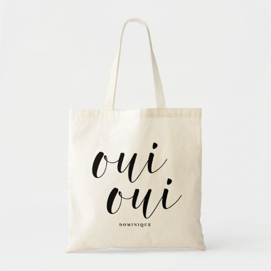 Tote Bag Oui Oui Noir Moderne Calligraphie Personnalisée (Devant)