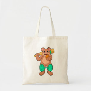 Tote Bag Ours au cricket avec chauve-souris de cricket