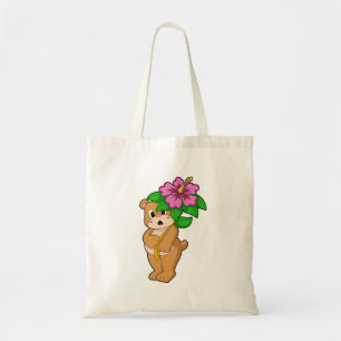 Tote Bag Ours avec Hibiscus aux fleurs