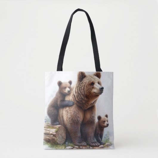Tote Bag Ours Brown avec deux petits (Devant)