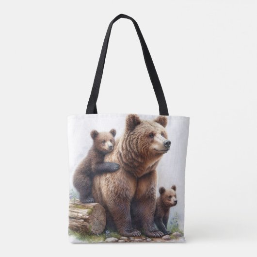Tote Bag Ours Brown avec deux petits (Dos)