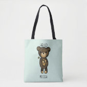 Tote Bag Ours Brown mignon tenant une Fleur Jaune (Devant)
