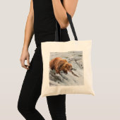 Tote Bag Ours brun attrape saumon rouge (Devant (produit))