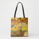 Tote Bag Ours Brun Coucher de Soleil (Devant)