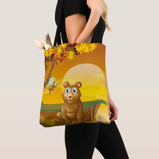 Tote Bag Ours Brun Coucher de Soleil