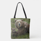 Tote Bag Ours bruns oursons câlinant leur mère (Dos)