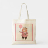 Tote Bag Ours Casquette floral avec pull-over rose (Dos)