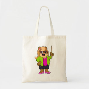 Tote Bag Ours comme enseignant avec lunettes