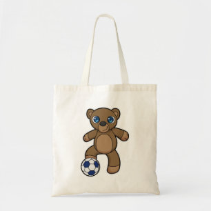 Tote Bag Ours comme joueur de football avec balle de footba
