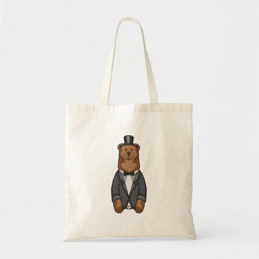 Tote Bag Ours comme marié avec veste (Devant)