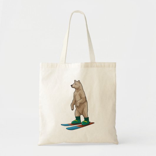 Tote Bag Ours comme skieur avec ski (Devant)