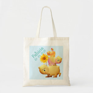 Tote Bag Ours, coq et tour de tournesol