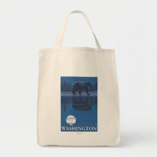 Tote Bag Ours dans le clair de lune - le mont Rainier,