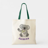 Tote Bag Ours de koala mignon avec dessin animé feuille (Dos)