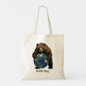 Tote Bag Ours de la Journée de la Terre étreignant la planè (Dos)