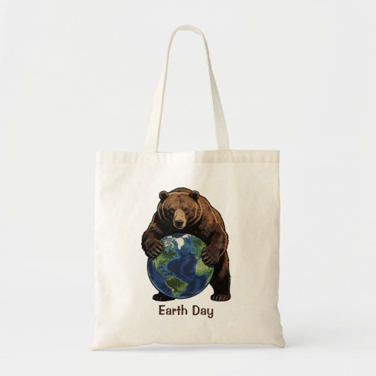 Tote Bag Ours de la Journée de la Terre étreignant la planè (Devant)