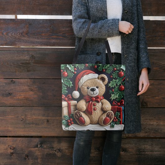Tote Bag Ours de Noël et cadeaux