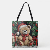 Tote Bag Ours de Noël et cadeaux (Devant)