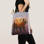 Tote Bag Ours Double Exposition Forêt (De près)