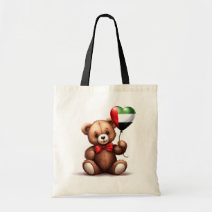 Tote Bag ours en peluche & ballon avec drapeau des EAU.