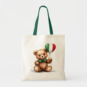 Tote Bag ours en peluche & ballon avec drapeau italien.