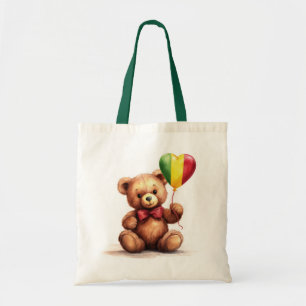 Tote Bag ours en peluche & ballon avec le drapeau malien.