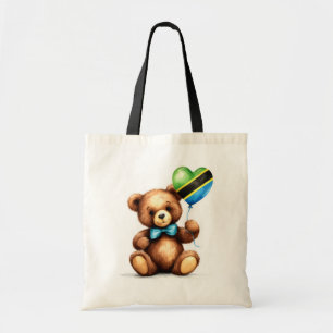 Tote Bag ours en peluche & ballon avec le drapeau tanzanien