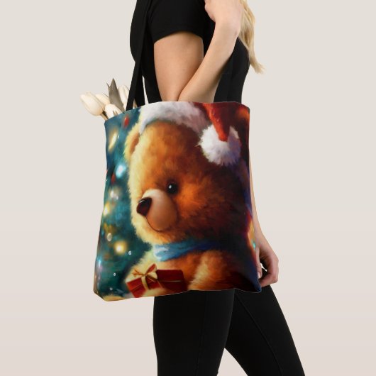 Tote Bag Ours en peluche de Noël 3 (De près)