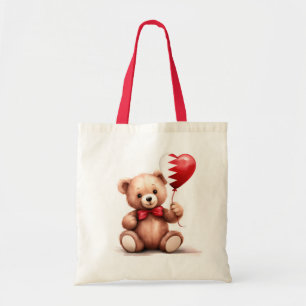 Tote Bag ours en peluche et ballon avec drapeau bahreïni.