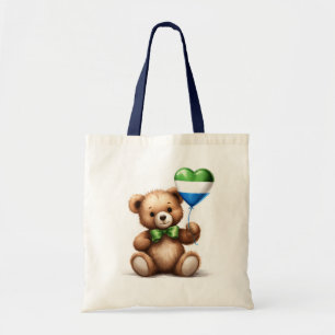 Tote Bag ours en peluche et ballon avec le drapeau de la Si