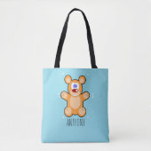 Tote Bag Ours en peluche marron sur le bleu (Devant)