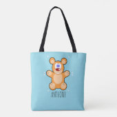 Tote Bag Ours en peluche marron sur le bleu (Dos)