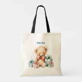 Tote Bag Ours en peluche mignonne avec cadeaux de Noël (Dos)