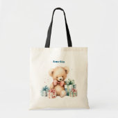 Tote Bag Ours en peluche mignonne avec cadeaux de Noël (Devant)