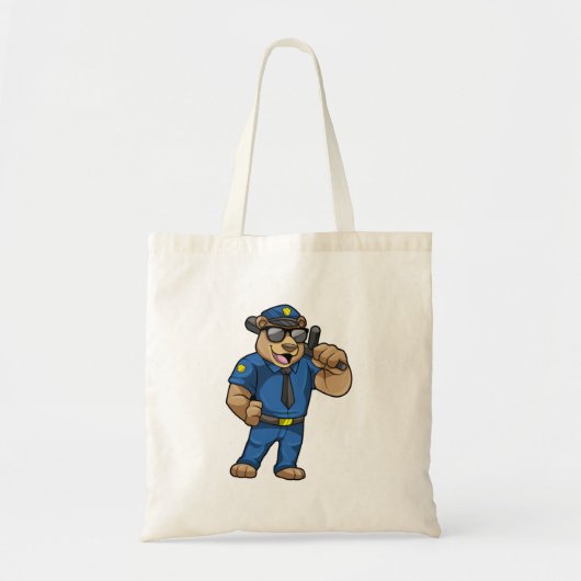Tote Bag Ours en tant qu'officier de police avec Baton (Devant)