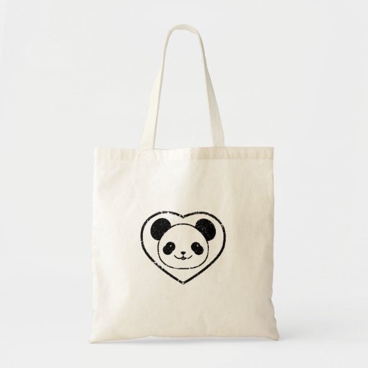 Tote Bag Ours Et Coeur De Panda En Caoutchouc (Devant)