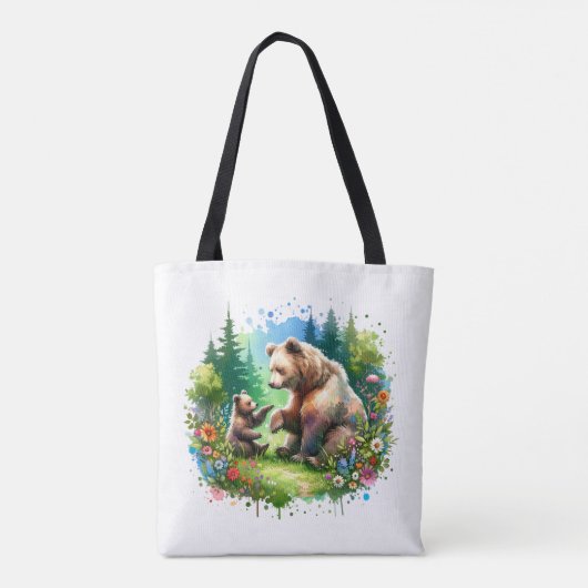 Tote Bag Ours et cubes d'aquarelle (Dos)