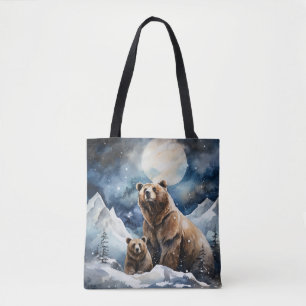 Tote Bag Ours Grizzly et bébé
