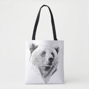 Tote Bag Ours Grizzly Nature sauvage Illustration animale A