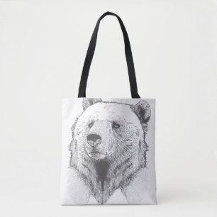 Tote Bag Ours Grizzly Nature sauvage Illustration animale A