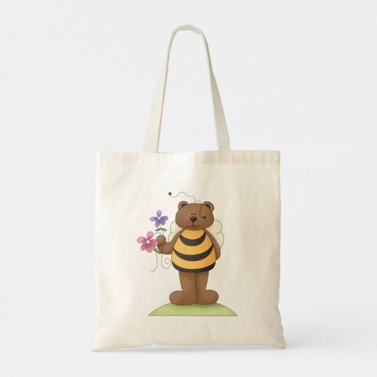 Tote Bag Ours habillé en Bumblebee avec Fleurs (Dos)