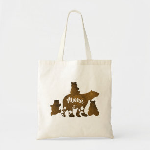 Tote Bag Ours Mama Avec 3 Bébés Ours Cubs Après Maman